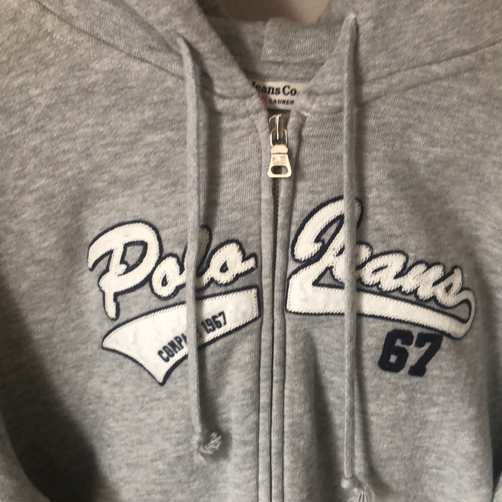 Ralph 🇺🇸 Lauren Polo Jeans Co. 1967 Zip Down Hoodie Women’s XL Gray Like New - Picture 3 of 9